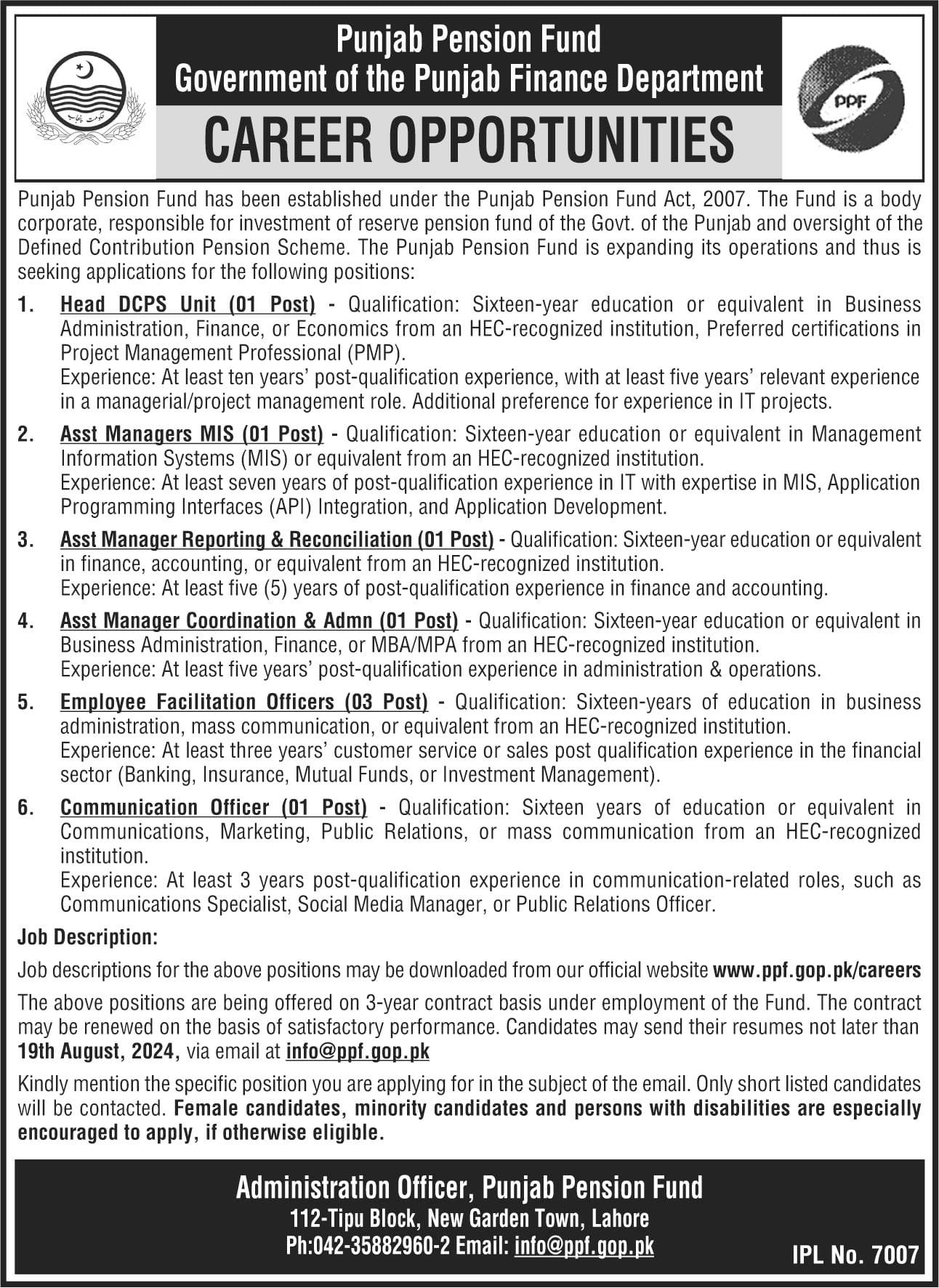 Finance Department Jobs July 2024
