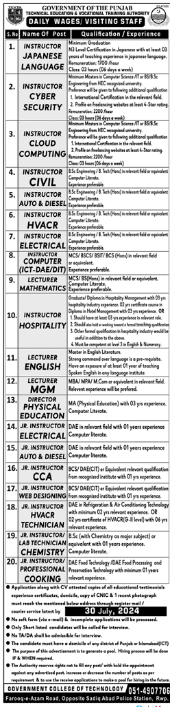TEVTA Jobs Technical Education Vocational Training Authority
