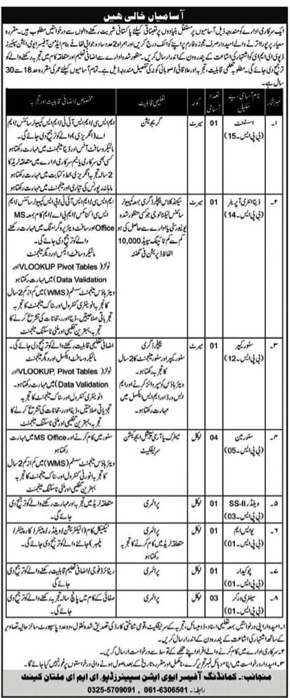 Govt Jobs In Multan Today At Aviation Spares Depot