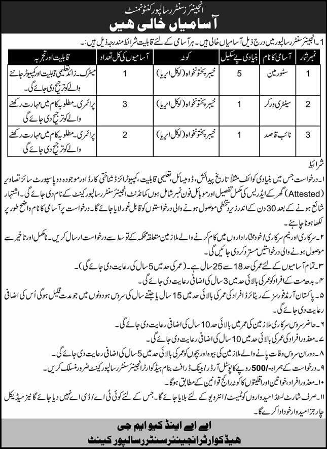 Govt Jobs In Risalpur KPK Pakistan For Store Man