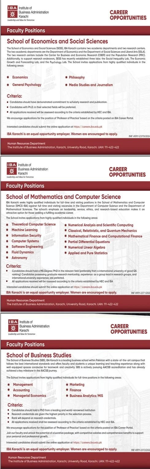 Latest Govt Jobs In Karachi Today For Lecturer in Finance