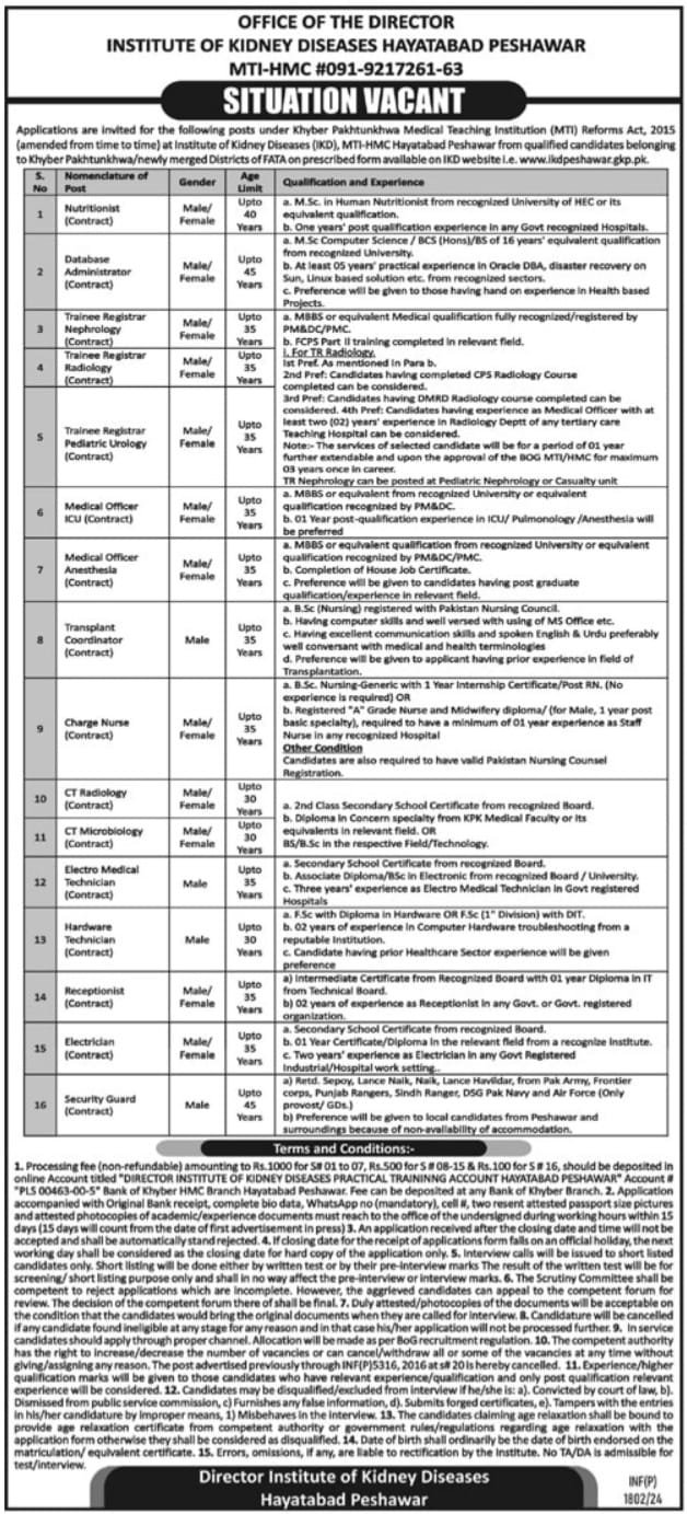 Institute Of Kidney Diseases Jobs