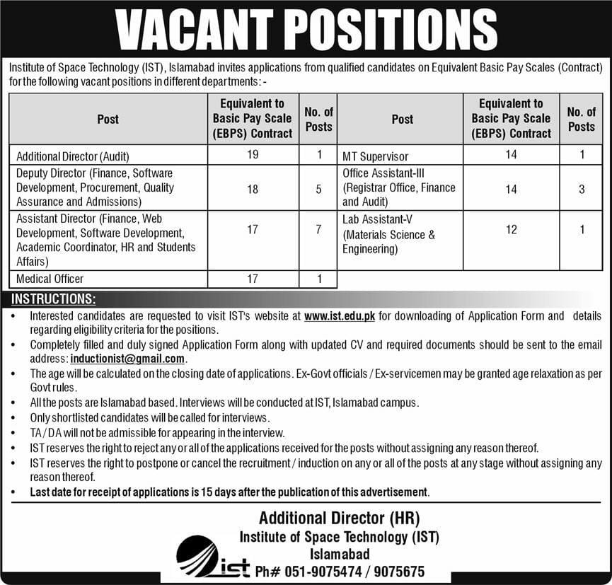 Govt Jobs In Islamabad Punjab Pakistan For Lab Assistant