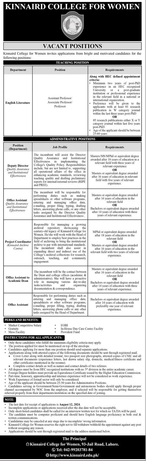 Government Teaching Jobs Lahore Today For Associate Professor