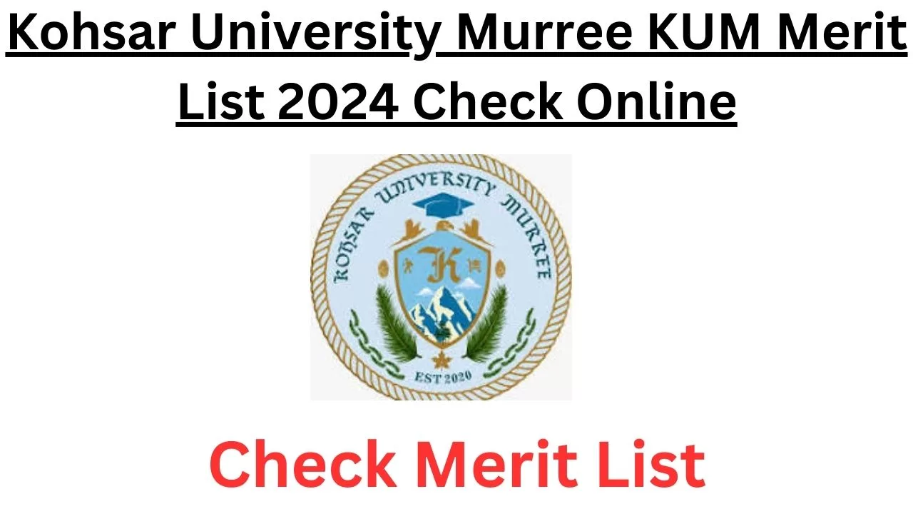 Kohsar University Murree KUM Merit List 2024 Check Online