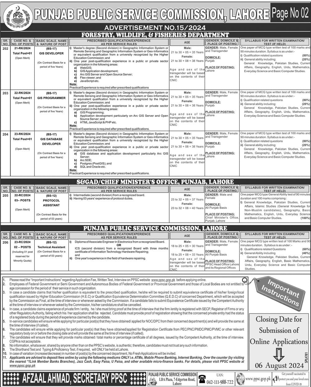 PPSC Punjab Public service commission Latest Pakistan Govt Jobs