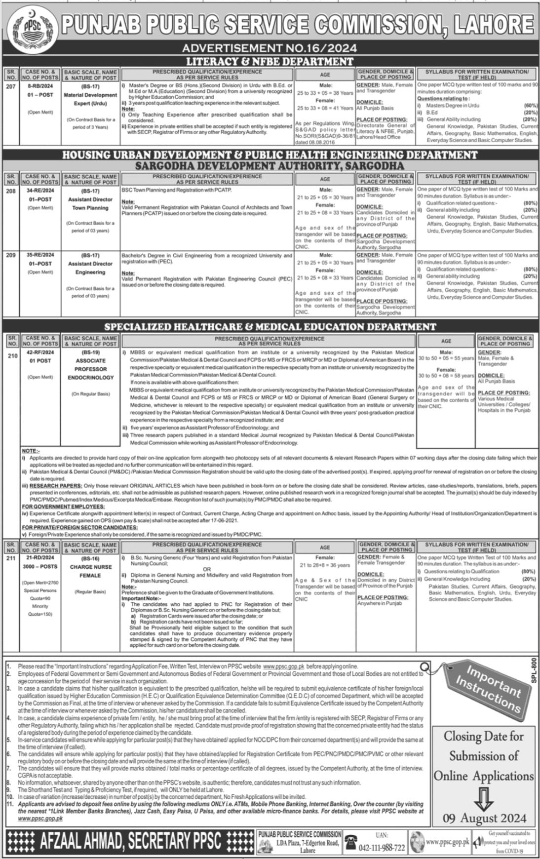 PPSC Punjab Public Service Commission Jobs for Program officer