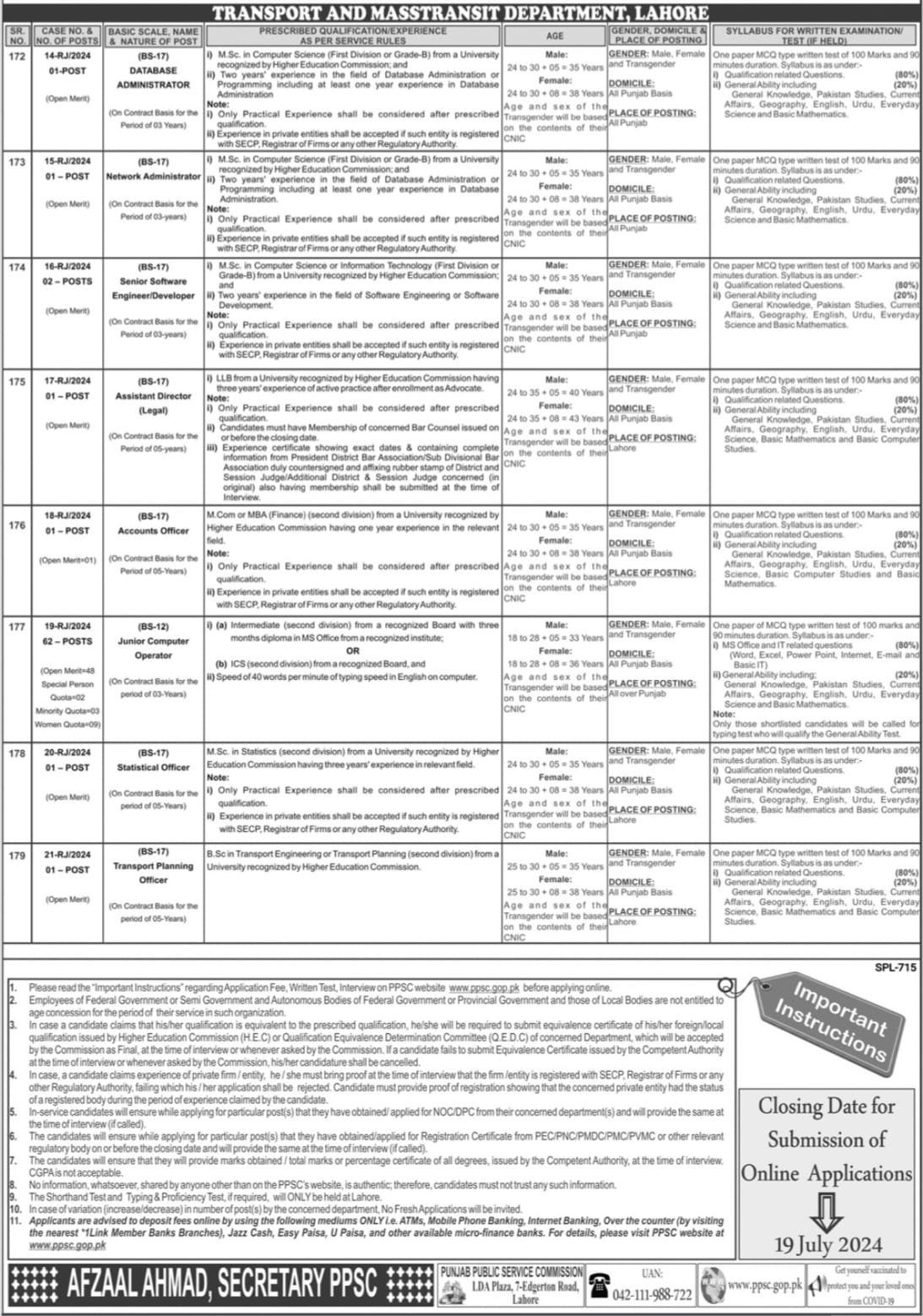 Punjab Public Service Commission PPSC Jobs July 2024