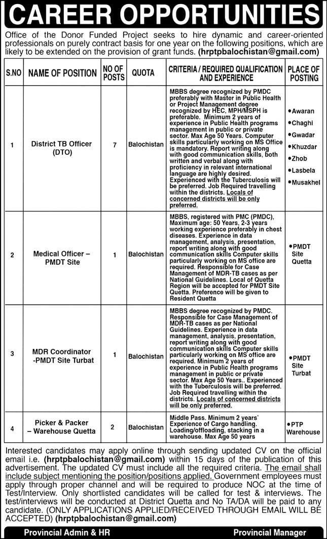 Provincial TB Control Program Jobs July 2024