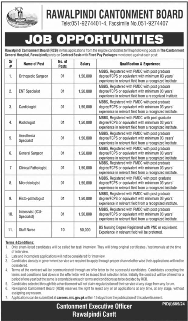 Government Jobs In Rawalpindi Today For Staff Nurse