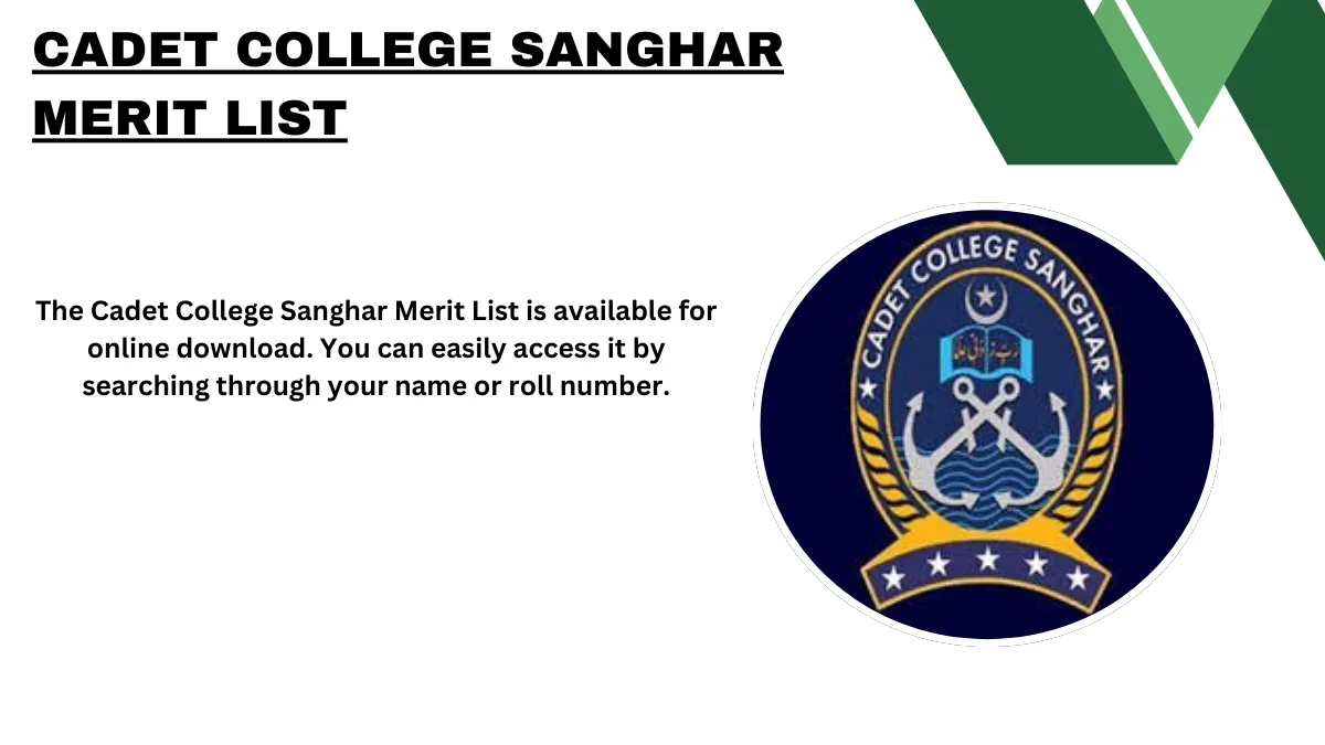 Cadet College Sanghar Merit List 2025