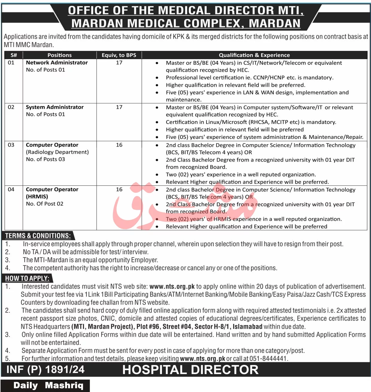 Latest Jobs In Mardan KPK Pakistan For Registrar ENT