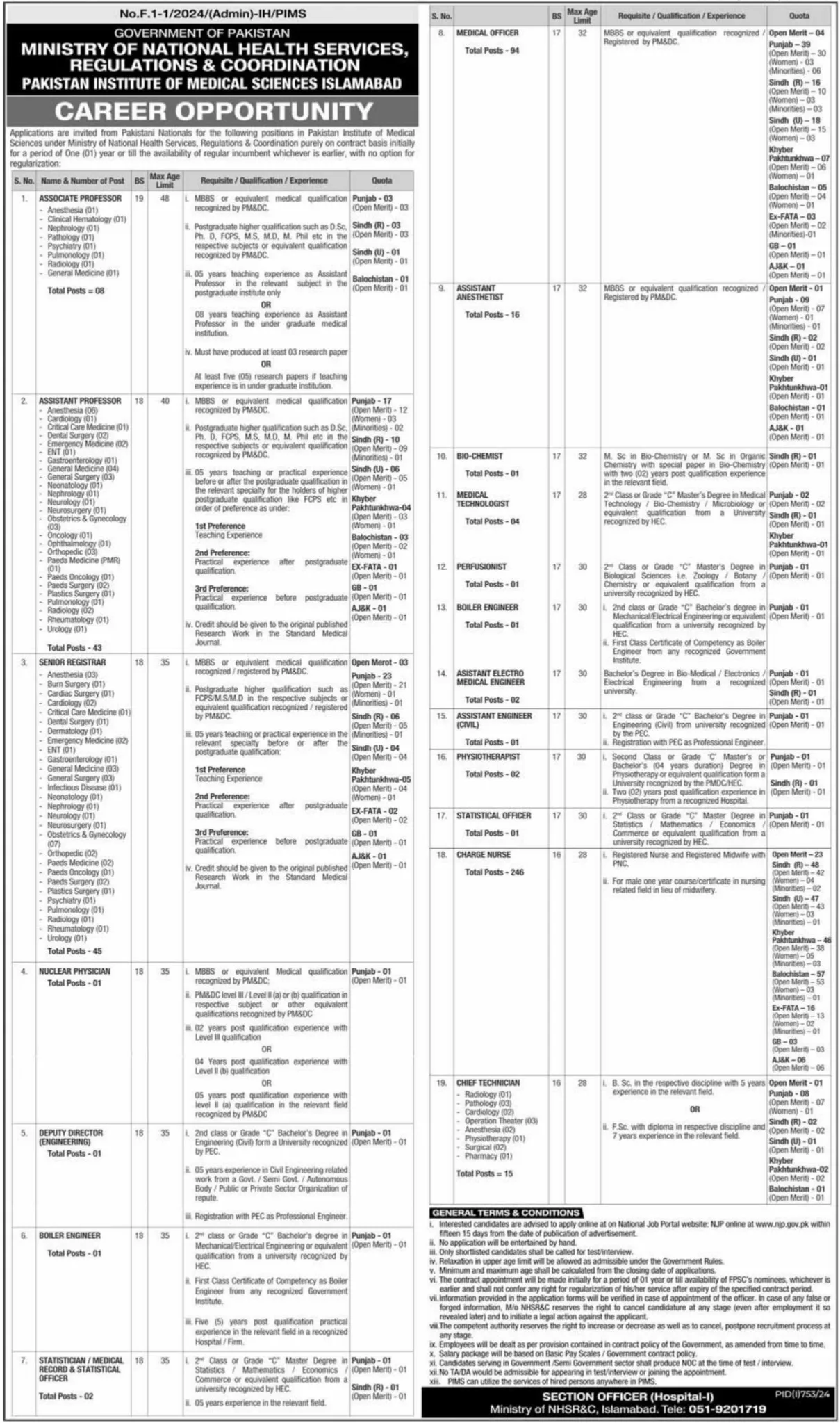 Statistical Officer Latest Government Jobs Islamabad August 2024