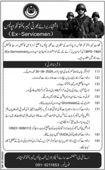 Government Jobs In KPK Today For Head Constable