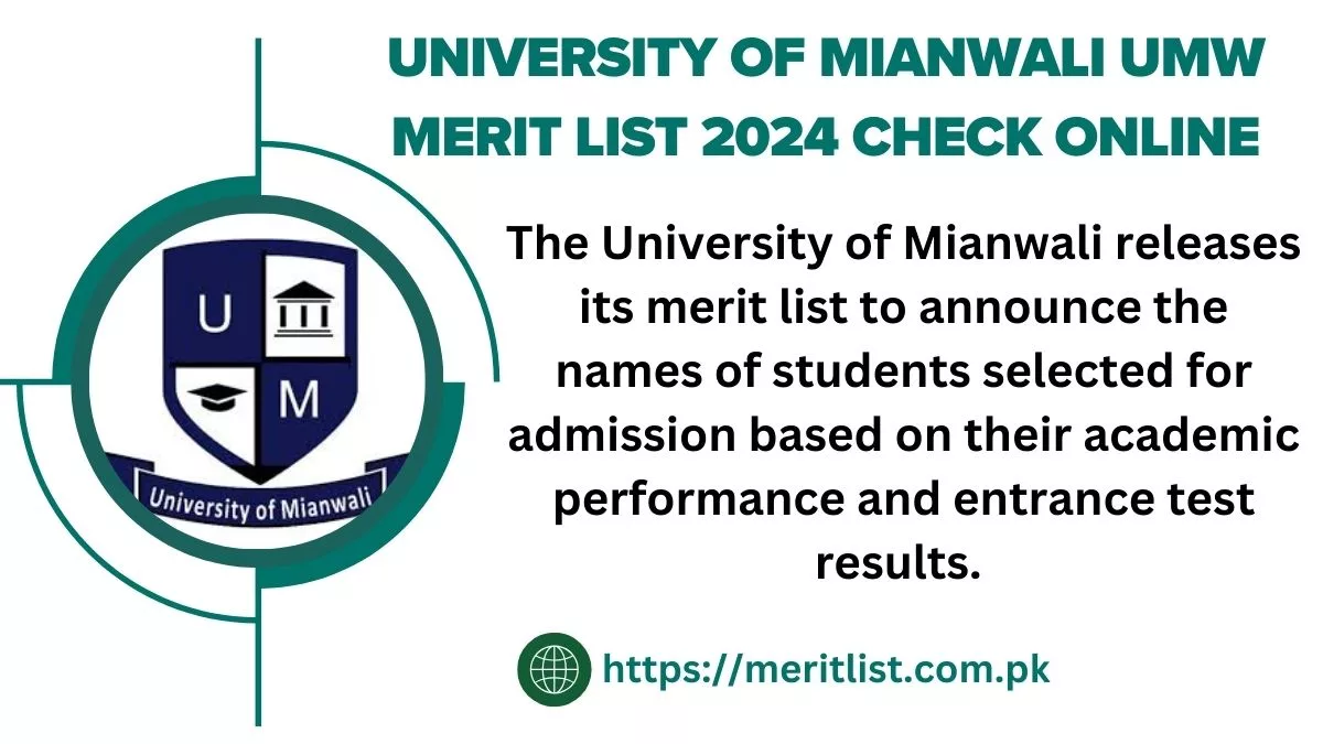 University of Mianwali UMW Merit List 2024 Check Online