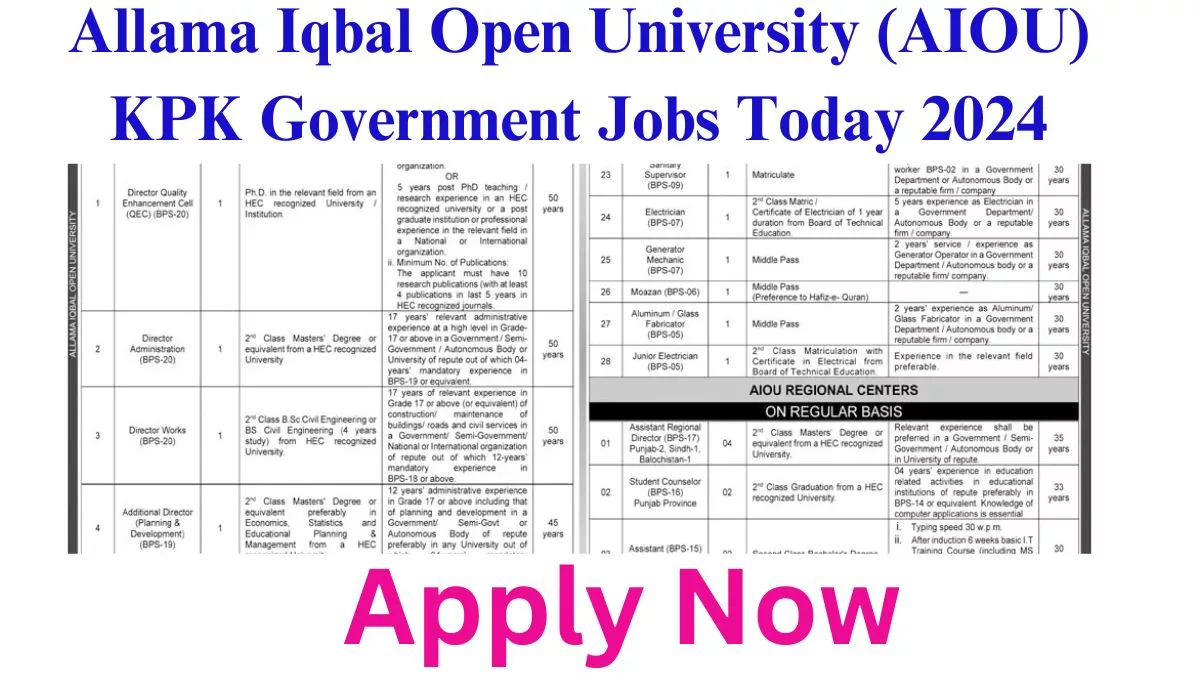 Govt Jobs Peshawar KPK Pakistan Today 2024 For Assistant