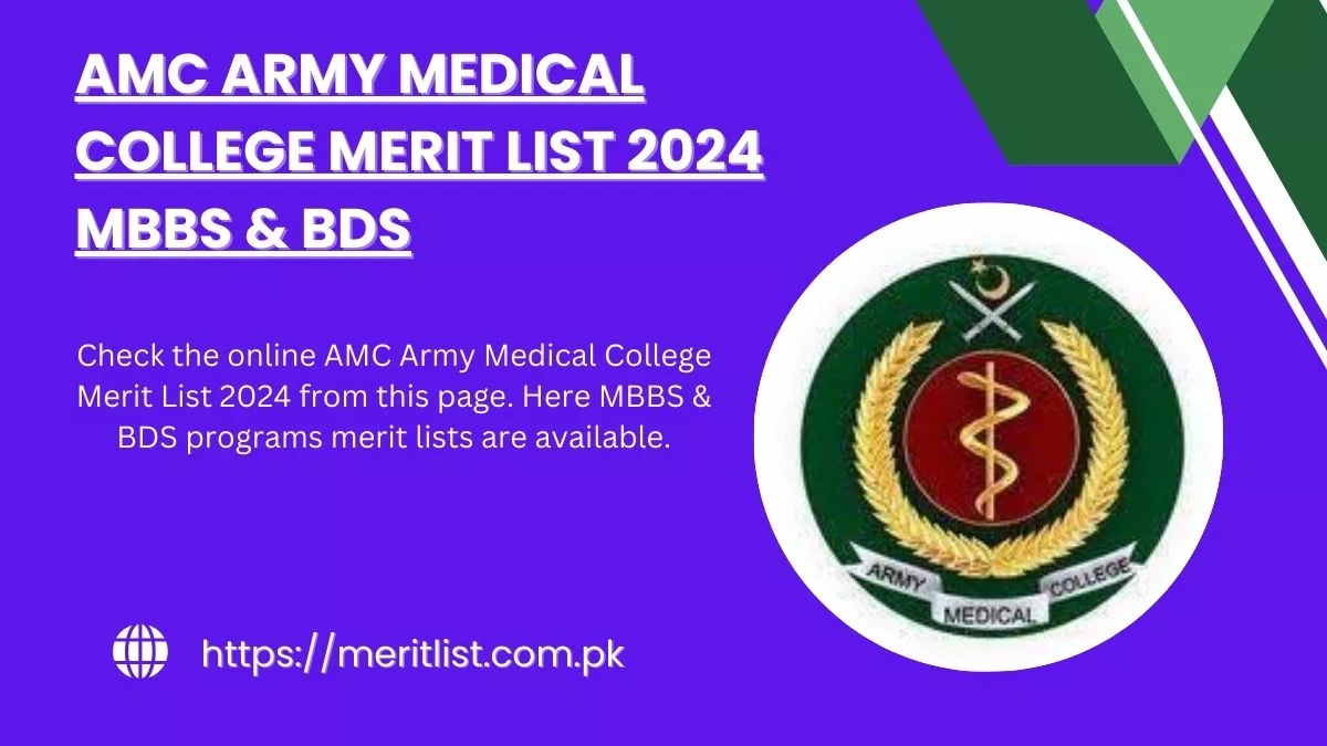 AMC Army Medical College Merit List 2024 MBBS & BDS