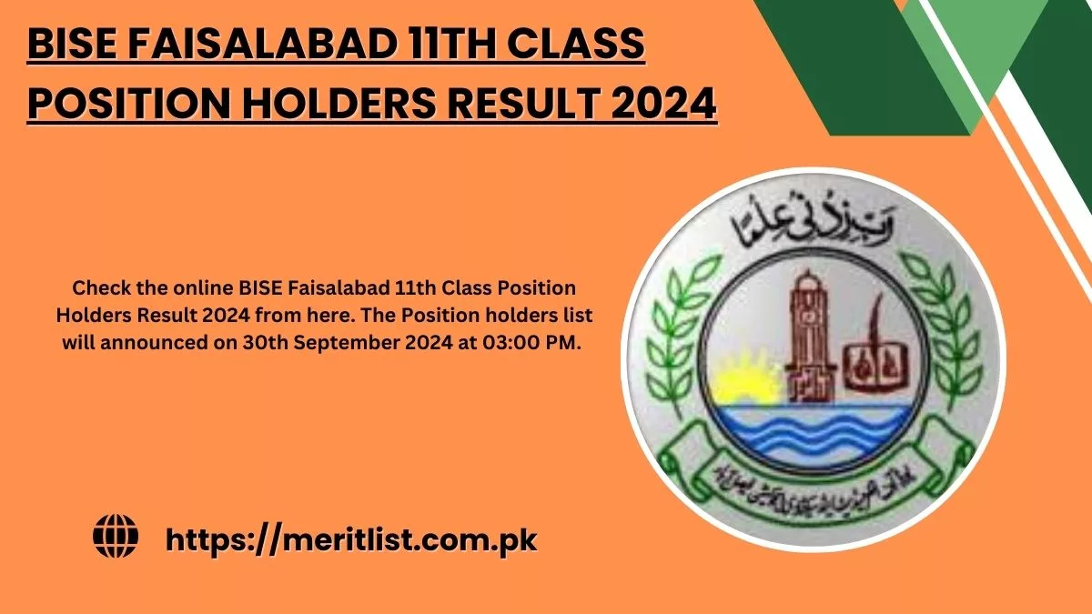 BISE Faisalabad 11th Class Position Holders Result 2024