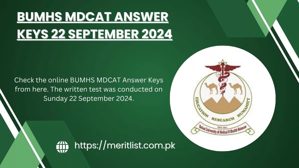 BUMHS MDCAT Answer Keys 22 September 2024