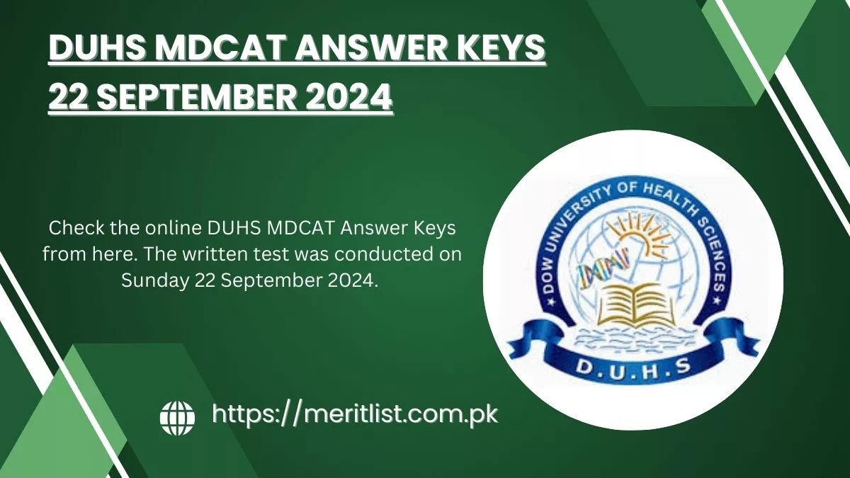DUHS MDCAT Answer Keys 22 September 2024