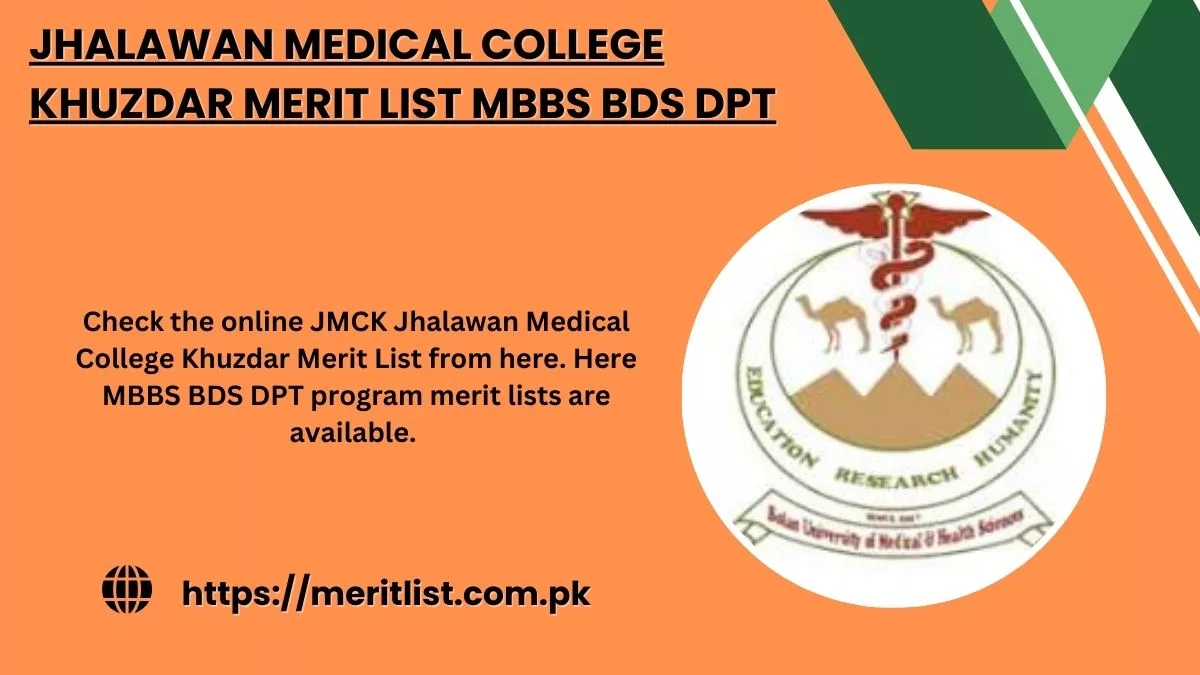 Jhalawan Medical College Khuzdar Merit List MBBS BDS DPT