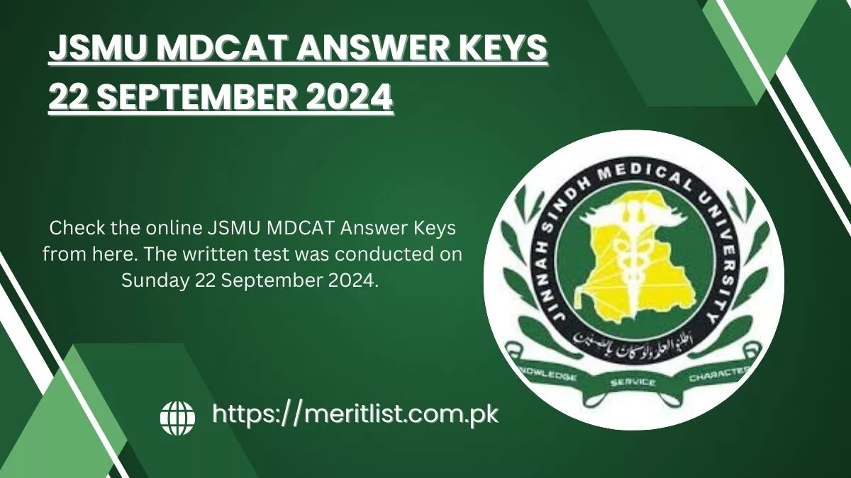 JSMU MDCAT Answer Keys 22 September 2024
