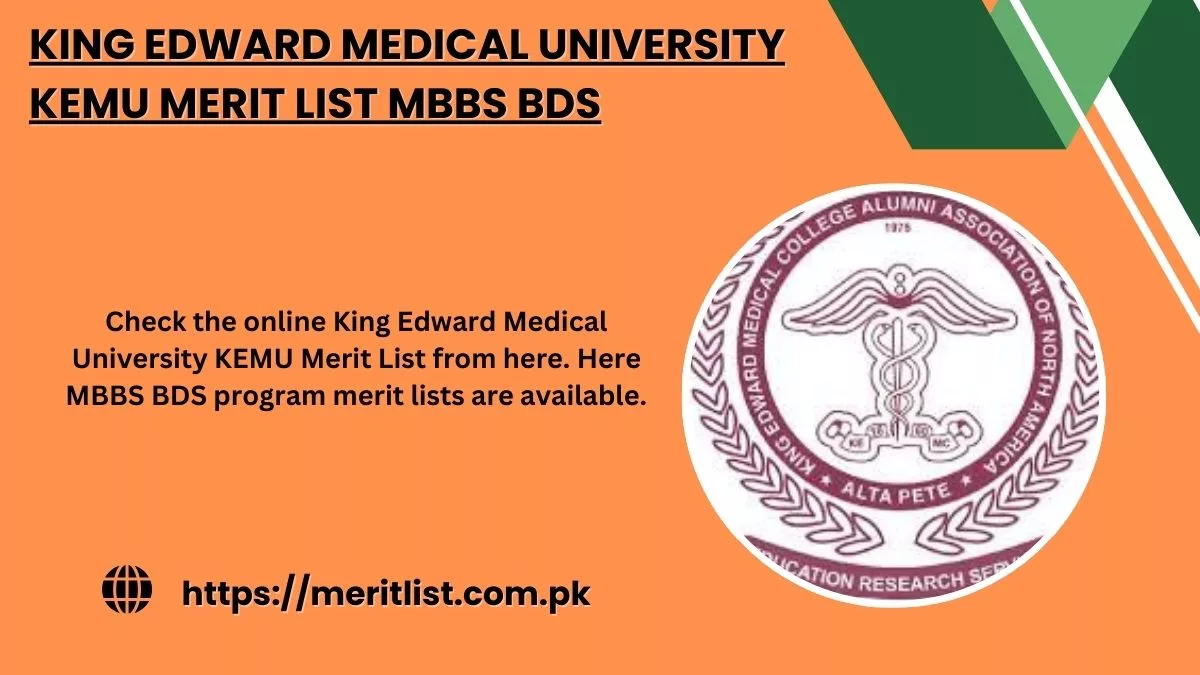 King Edward Medical University KEMU Merit List MBBS BDS