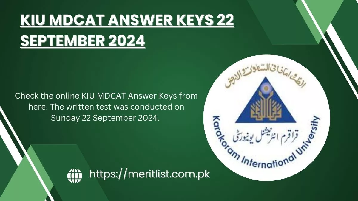 KIU MDCAT Answer Keys 22 September 2024
