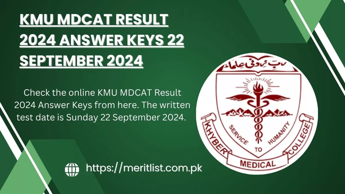 KMU MDCAT Result 2024 Answer Keys 22 September 2024