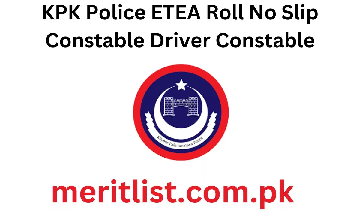 KPK Police ETEA Roll No Slip Constable Driver Constable