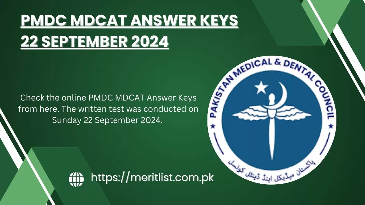 PMDC MDCAT Answer Keys 22 September 2024