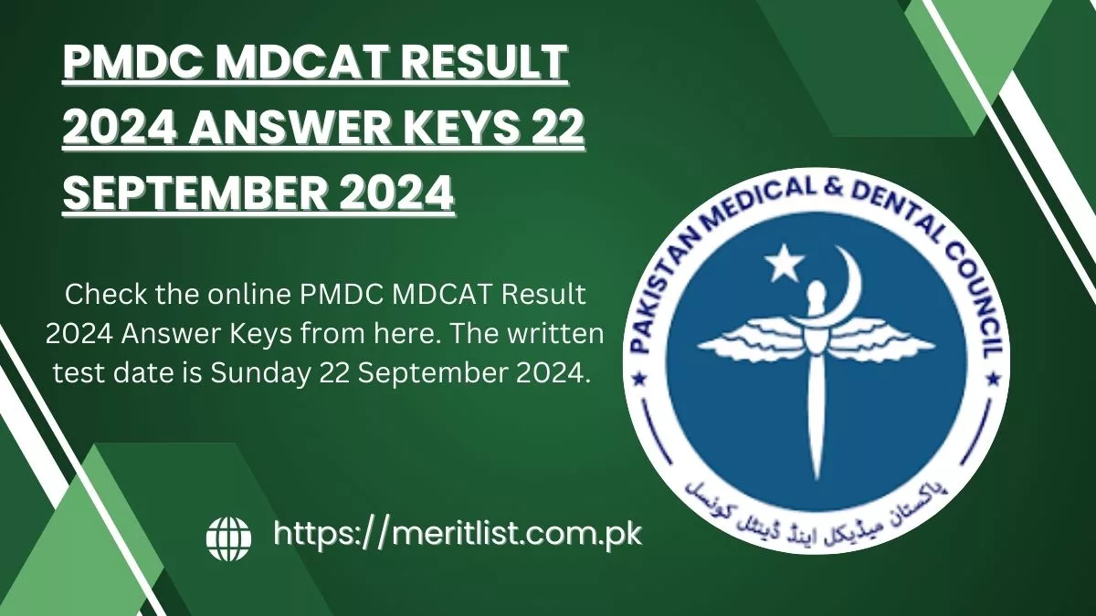 PMDC MDCAT Result 2024 Answer Keys 22 September 2024