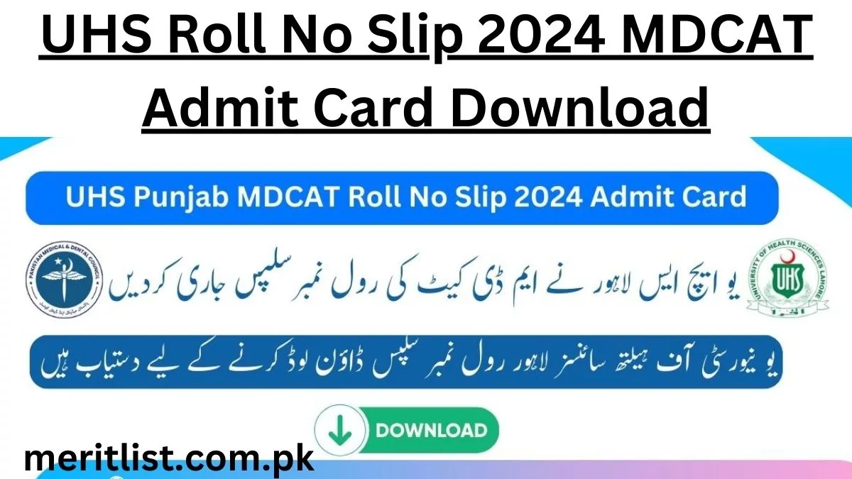 UHS Roll No Slip 2024 MDCAT Admit Card Download