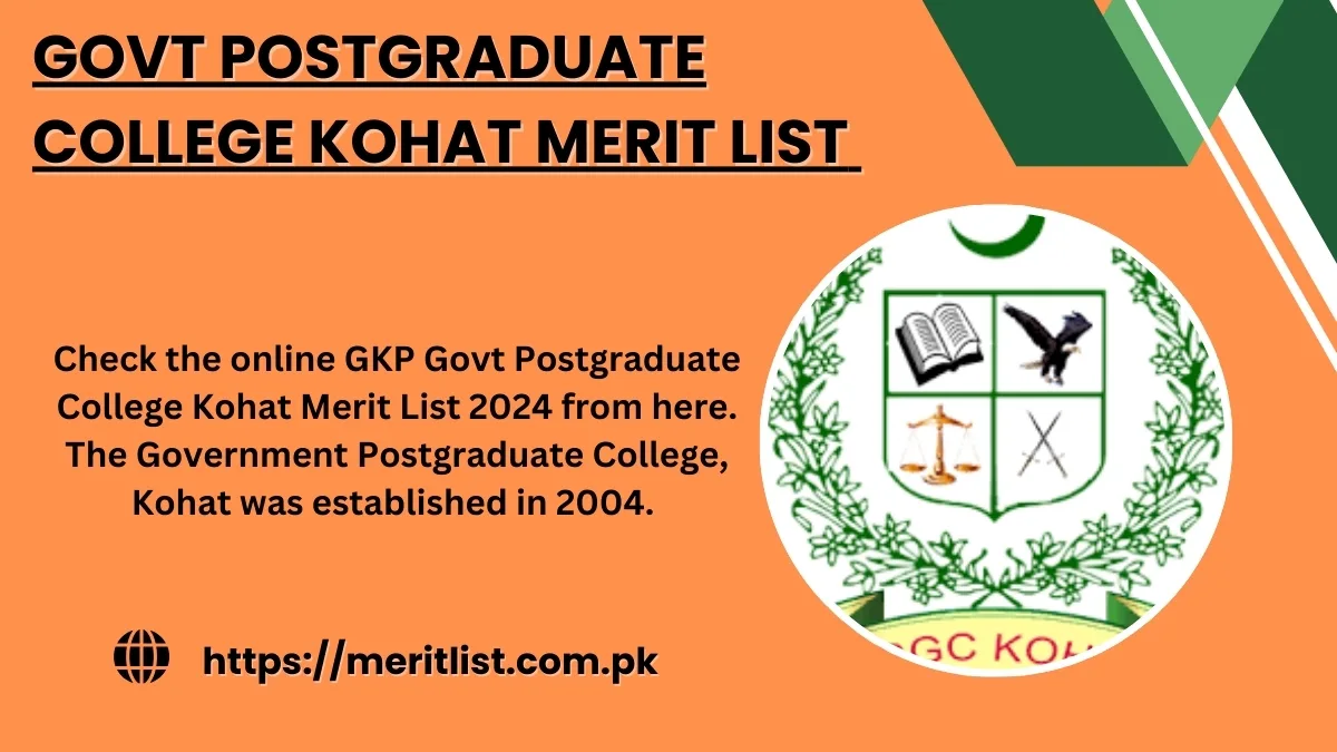 Govt Postgraduate College Kohat Merit List 2024