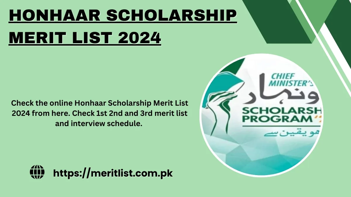 Honhaar Scholarship Merit List 2024 1st, 2nd, 3rd