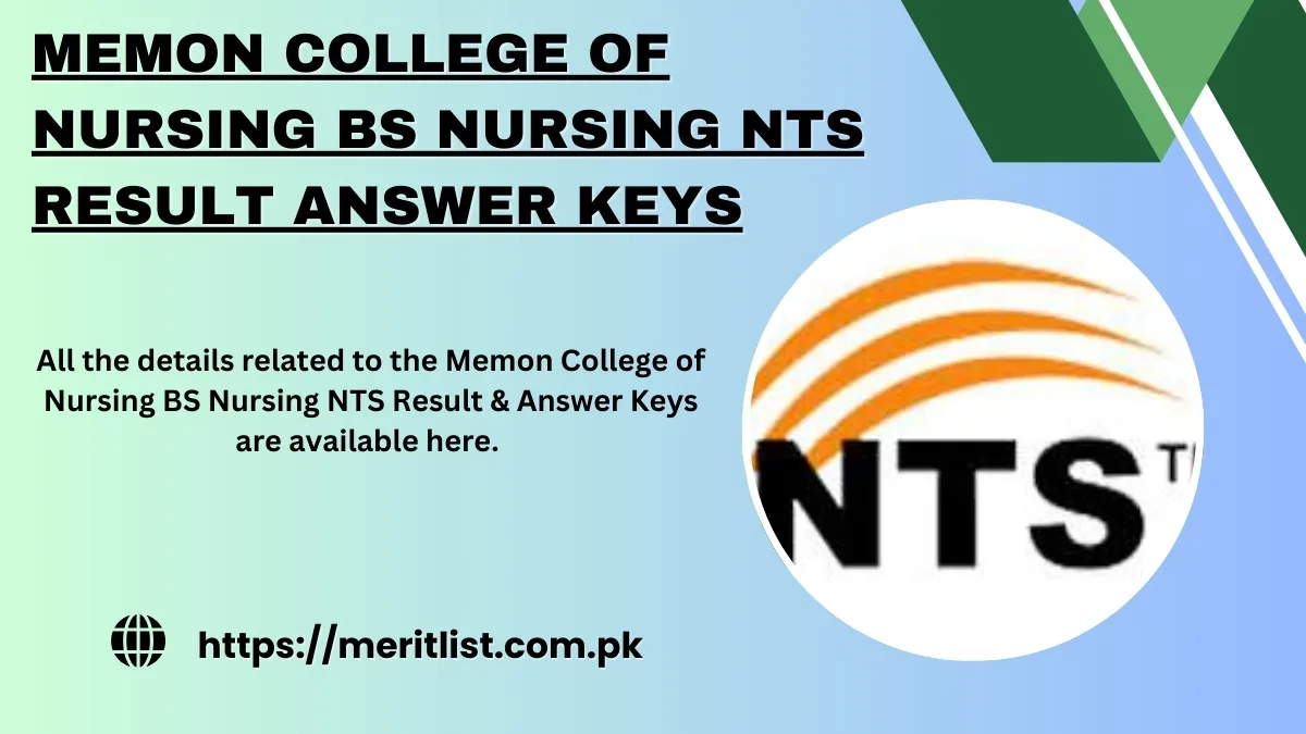 Memon College of Nursing BS Nursing NTS Result Answer Keys
