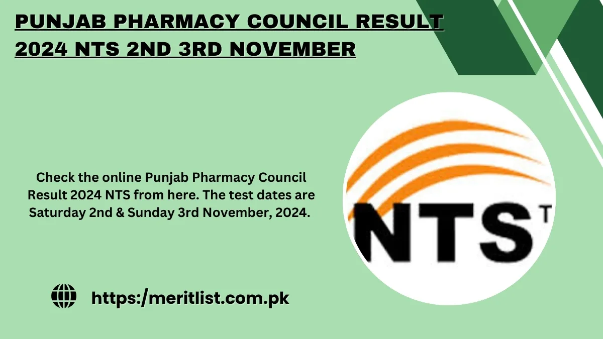 Punjab Pharmacy Council Result 2024 NTS 2nd 3rd November