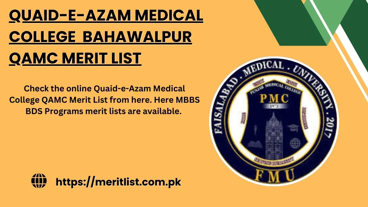 Quaid-e-Azam Medical College QAMC Merit List MBBS BDS