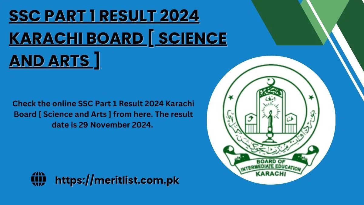 SSC Part 1 Result 2024 Karachi Board [ Science and Arts ]