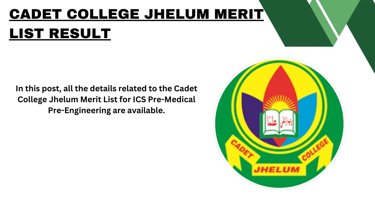 Cadet College Jhelum Merit List Result