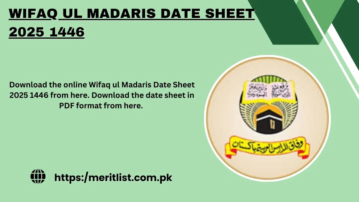 Wifaq ul Madaris Date Sheet 2025 1446 Download PDF