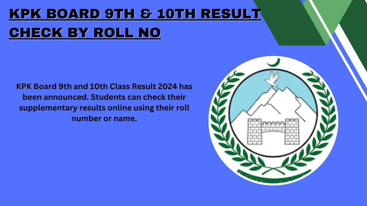 KPK Board 9th & 10th Result 2024 Check By Roll No