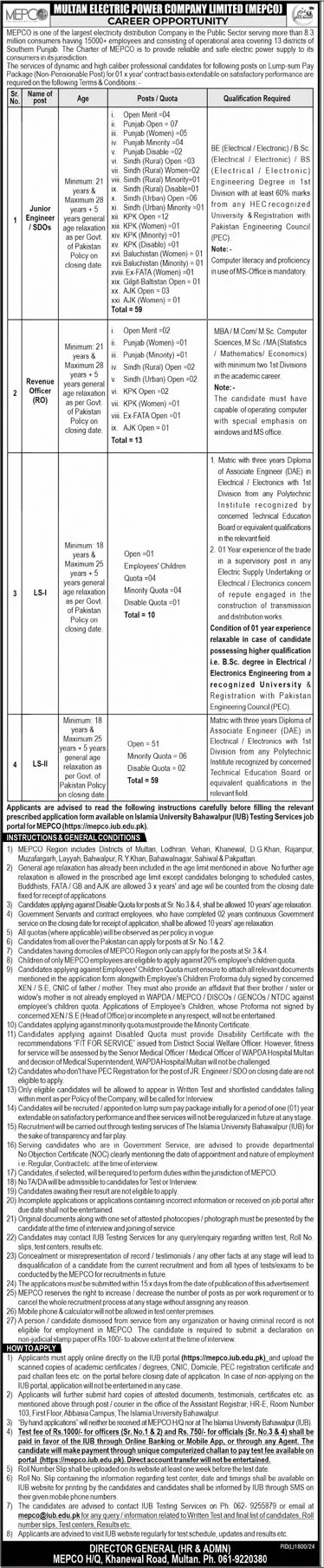 Government Jobs In Multan Punjab Pakistan Matric Base For LS I