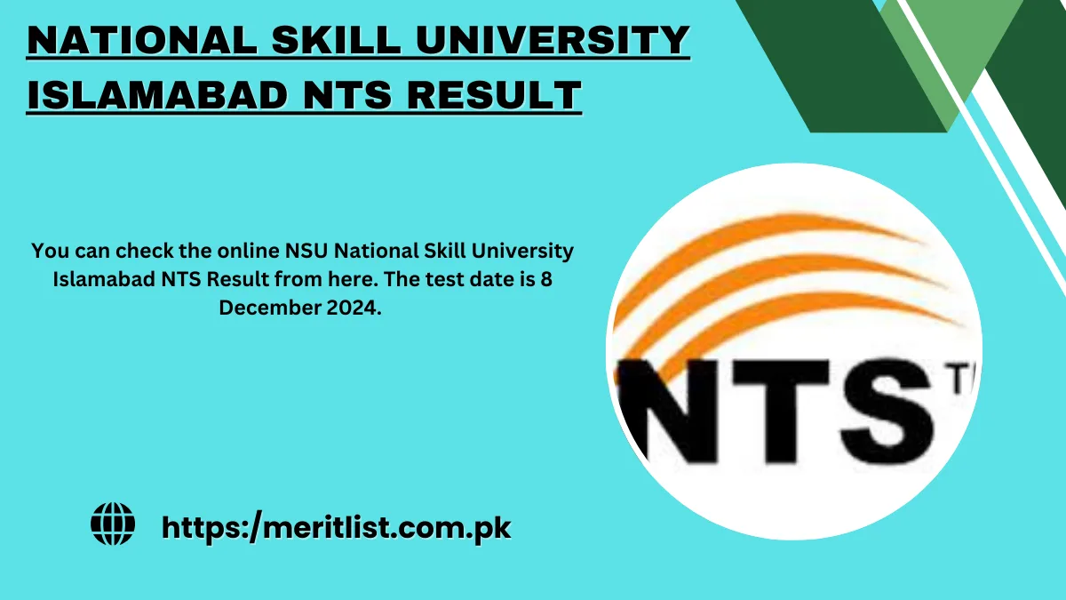 National Skill University Islamabad NTS Result 8th December, 2024