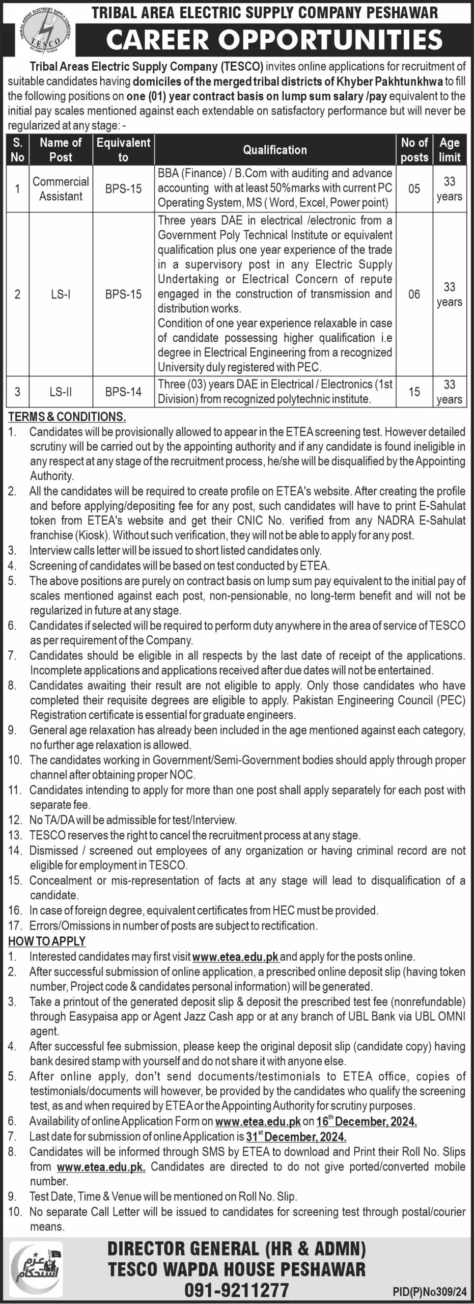 Tribal Area Electricity Supply Company Jobs