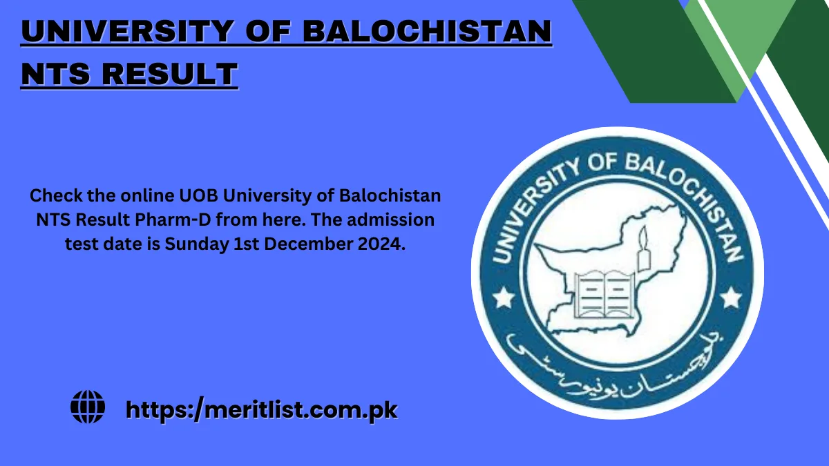 University of Balochistan NTS Result Pharm-D 1st December 2024