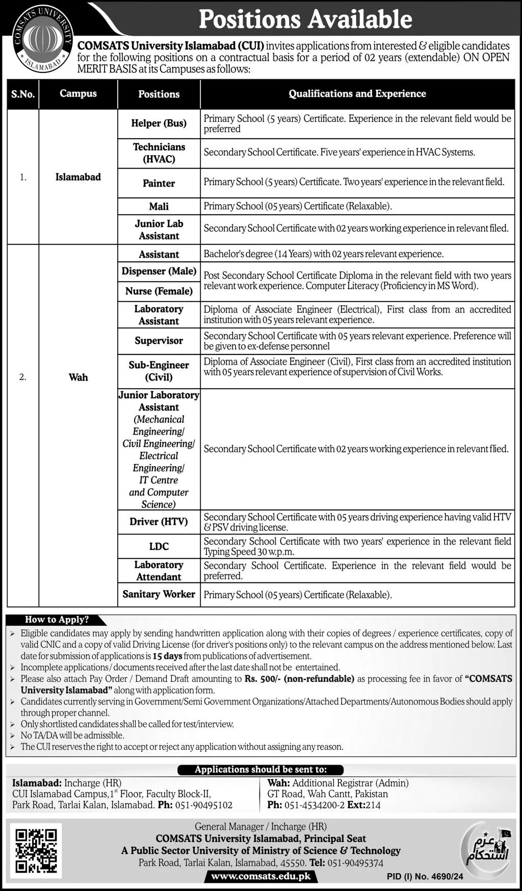 Comsats University Islamabad Jobs