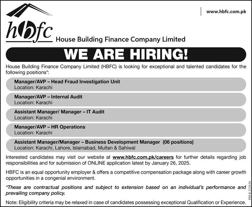 House Building Finance Company Limited HBFC Jobs
