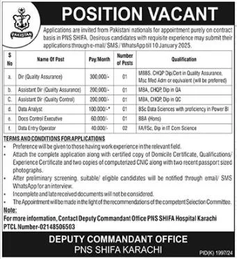 Pakistan Navy Jobs For Data Analyst
