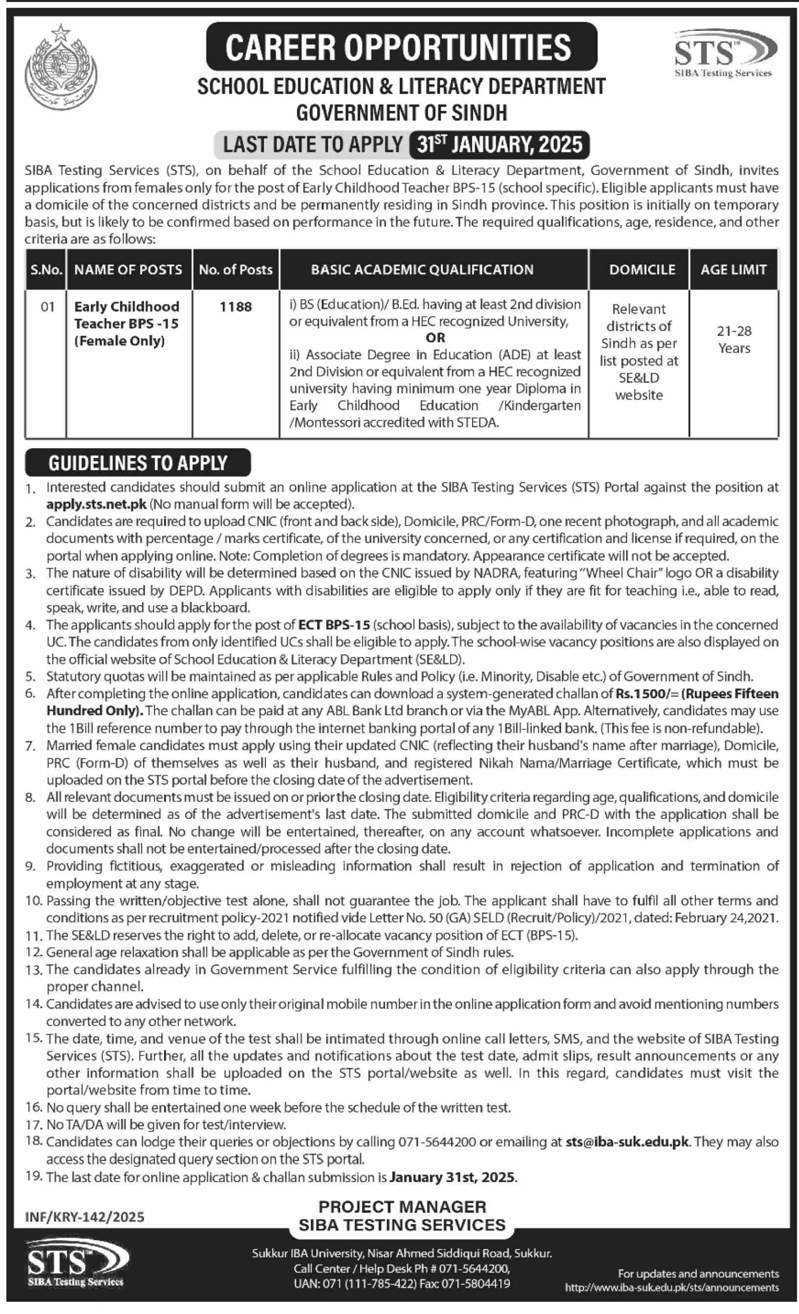 Latest Govt Jobs In Sindh Today For Teachers